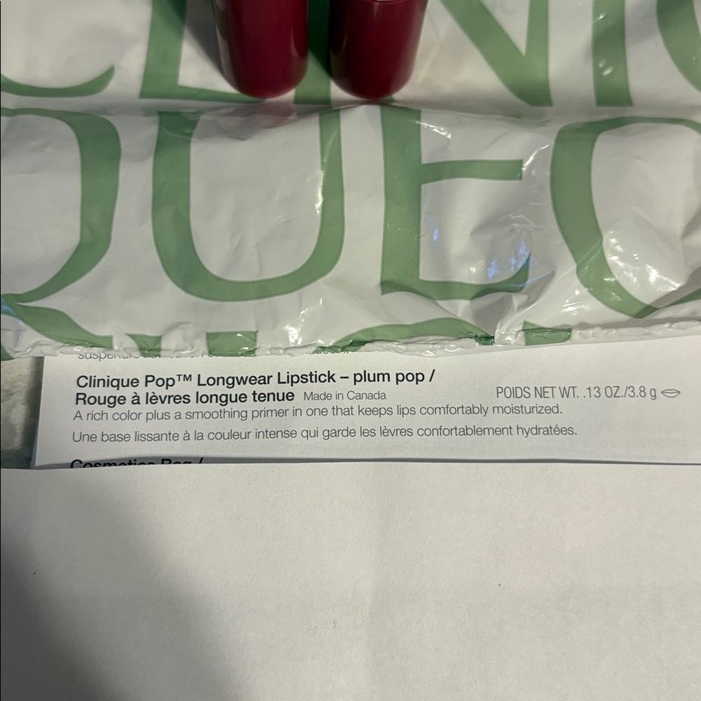 NWT Clinique long wear lipstick in plum pop, full size. Just in- brand new. - Picture 4 of 11
